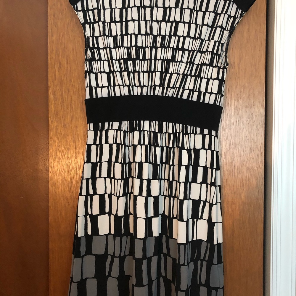 Max & Cleo Black and White Faux Wrap Dress